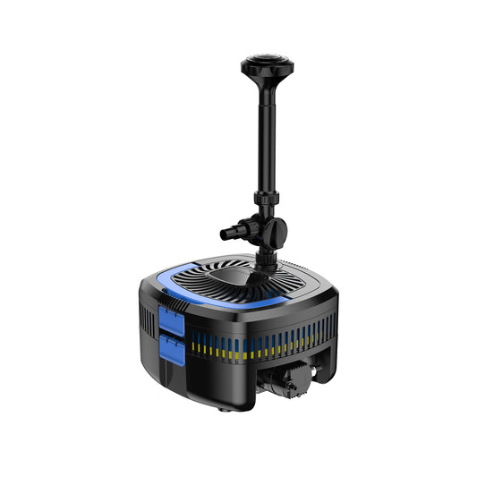 BluFilter 5211 vijverpomp met filterset in zwart, 11W UV-C lamp en fontein, geschikt voor vijverfiltratie en circulatie tot 5.200 liter/uur