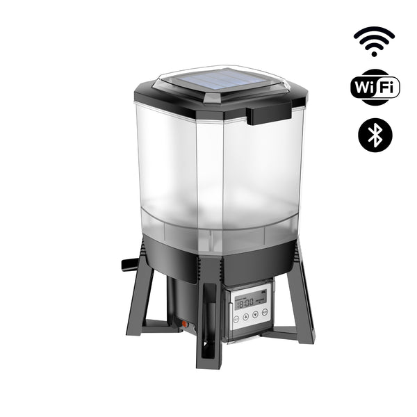 BluFeeder – Comedero automático inteligente para peces de estanque con energía solar – Depósito de 6 L – Wifi / Bluetooth